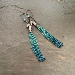 Handmade horse and tassel earrings